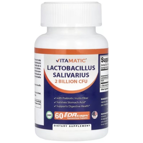 Vitamatic, лактобактерии саливариус (Lactobacillus salivarius), 2 млрд КОЕ, 60 капсул DRC